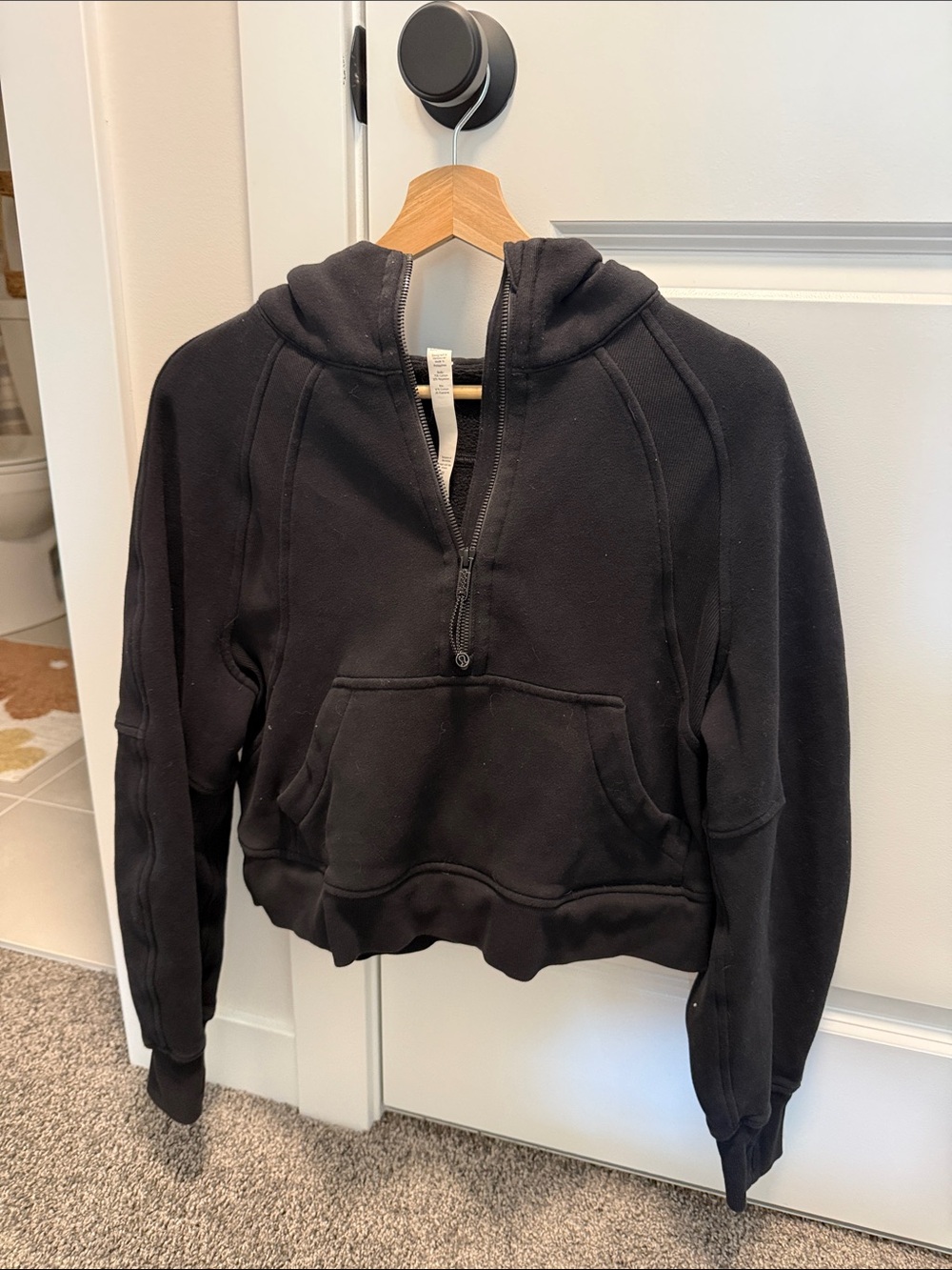 lululemon athletica Black Half-Zip Hooded Sweatshirt